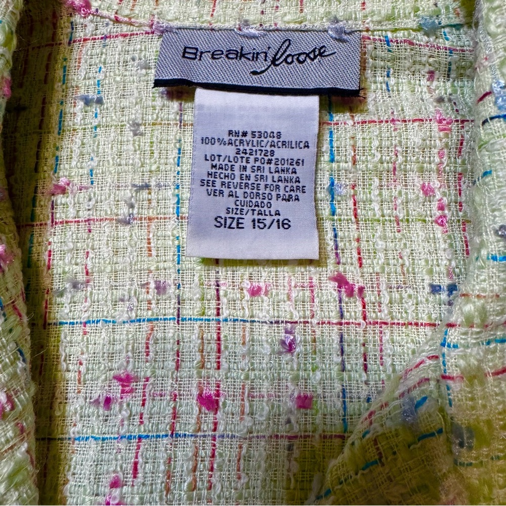 Vintage Breakin’ Loose Tweed 2-Piece Skirt Suit 15/16Yellow Pastel NWT Deadstock - Picture 11 of 12